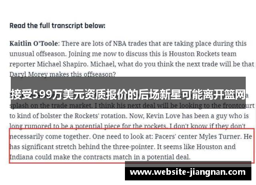 接受599万美元资质报价的后场新星可能离开篮网